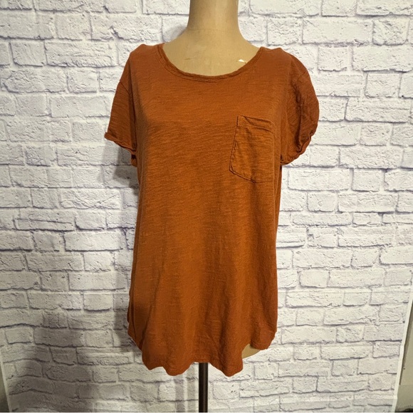 Ana Women’s Medium Casual Rust Colored Shirt Short Sleeve 100% Cotton - Picture 1 of 4